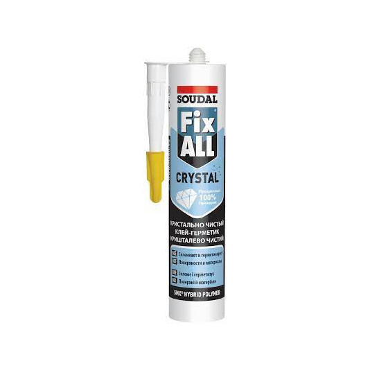 Клей - герметик SOUDAL FIX CRYSTAL 290 мл прозорий