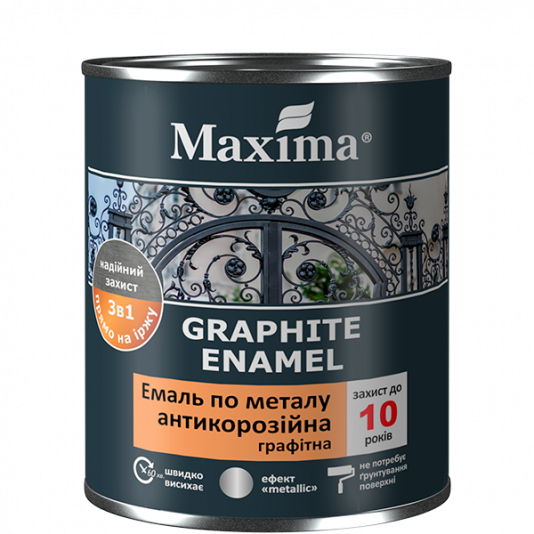Емаль Maxima ТМ графітна 3 в1 чорна 0,75 л