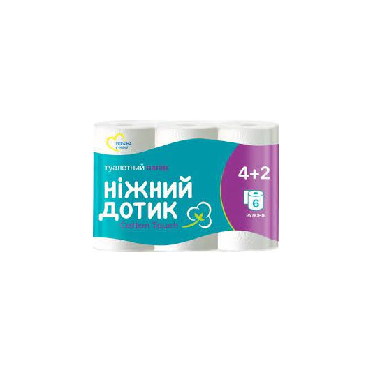 Папір туалетний Ніжний дотик 6 рулонів