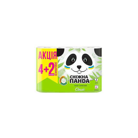 Папір туалетний Сніжна панда Класік 4 шт+2