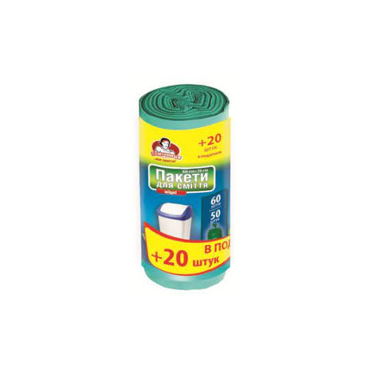 Пакети для сміття Помічниця 60 л, 50+20 шт