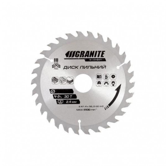 Диск пильний по дереву GRANITE 150 х 22.2 х 30T