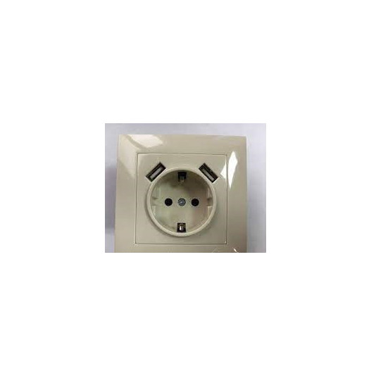 Розетка 1-а з/з +2USB RIGHT HAUSEN крем 