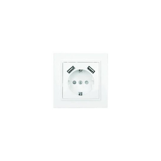 Розетка 1-а з/з + 2 USB RIGHT HOUSEN біла
