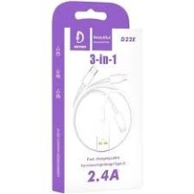 ► Кабель USB Denmen D22E 3-in-1 2.4A 1 м • Краща ціна в Борисполі, Воронькові • Купити в магазині ПРО100БУД