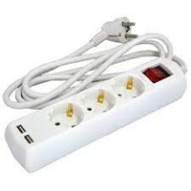 ► Подовжувач GRUNHELM 3 гнізда з/з + USB 2 м • Краща ціна в Борисполі, Воронькові • Купити в магазині ПРО100БУД