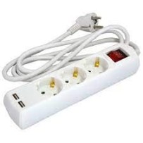 ► Подовжувач GRUNHELM 3 гнізда з/з + USB 2 м • Краща ціна в Борисполі, Воронькові • Купити в магазині ПРО100БУД