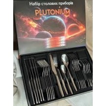► Набір столових приборів TM GUSTO 24шт Plutonium GT-SFKS02-24 • Краща ціна в Борисполі, Воронькові • Купити в магазині ПРО100БУ