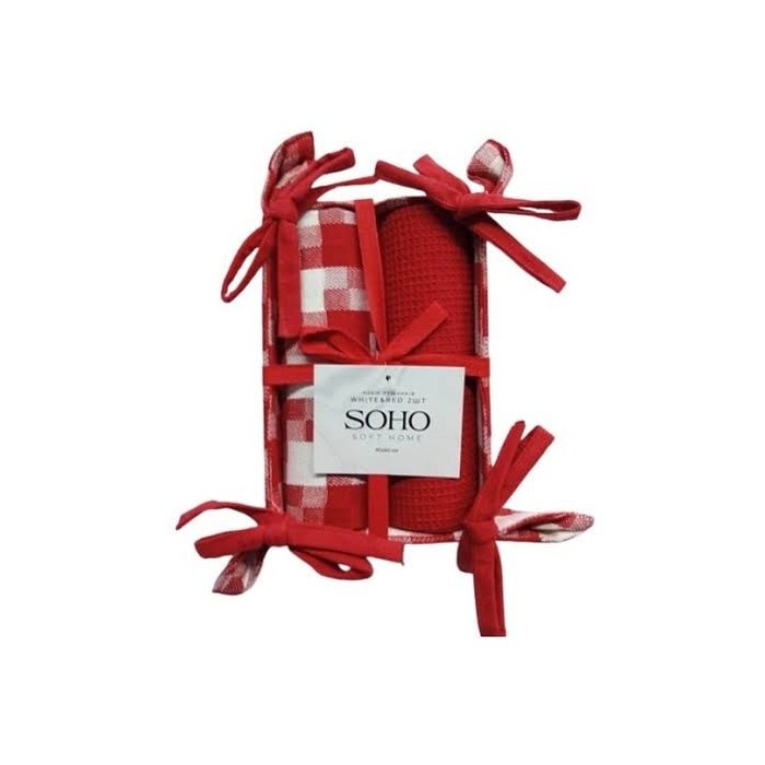 Набір рушників бавовна 40 х 60 см 2 шт Soho White Red