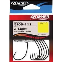 Гачки Owner J-Light Worm Hook 5109 №4/0 (5 шт/уп) Black chrome