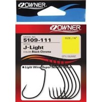 Гачки Owner J-Light Worm Hook 5109 №4/0 (5 шт/уп) Black chrome