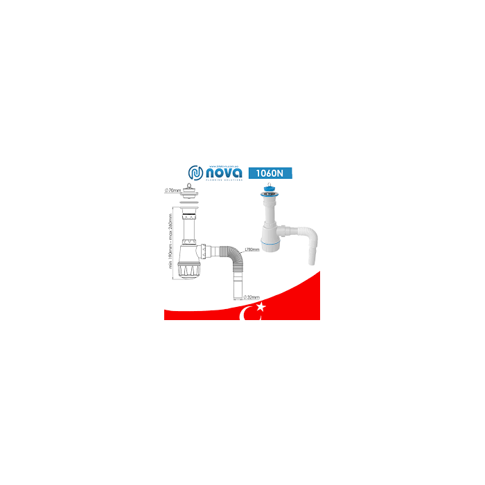 Сифон для мийки 70 мм 40/50 NOVA 1060N