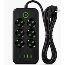 Подовжувач 3м на 6 розеток з USB з вимикачем EU250U-3м