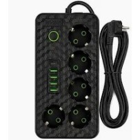 Подовжувач 3м на 5 розеток з USB з вимикачем AD26-21