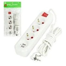 Подовжувач 3м на 3 розеток з USB з вимикачем А03USB-3м