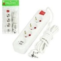 Подовжувач 3м на 3 розеток з USB з вимикачем А03USB-3м