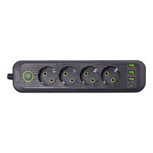 Розгалуджувач мереживий на 4 розетки+1 Type-C