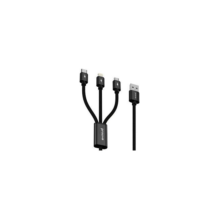 Кабель Proove Triple Connection 3 в1 USB 3A 1.3m black