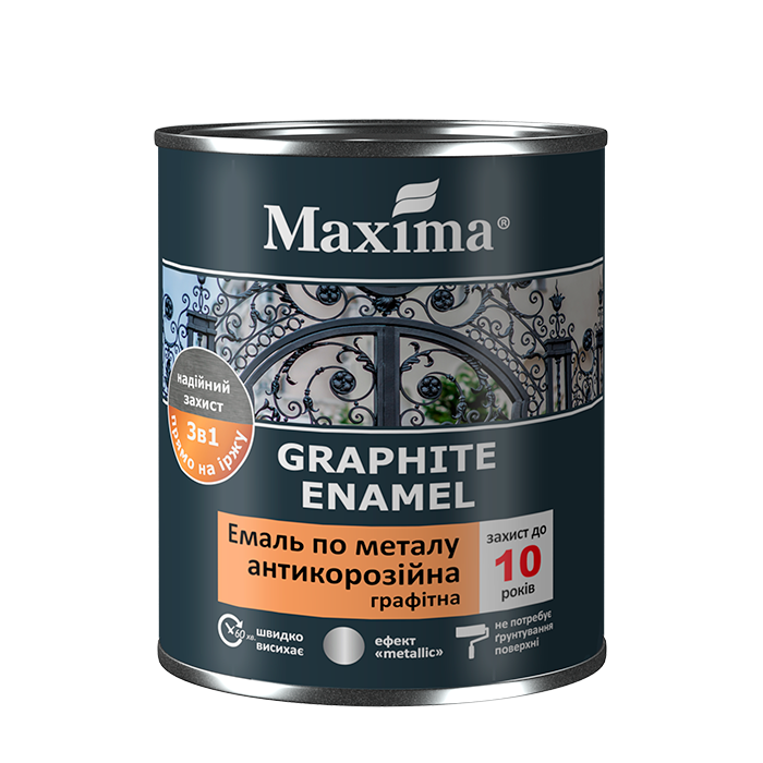 Емаль Maxima ТМ графітна 3 в1 сіра 0,75 л