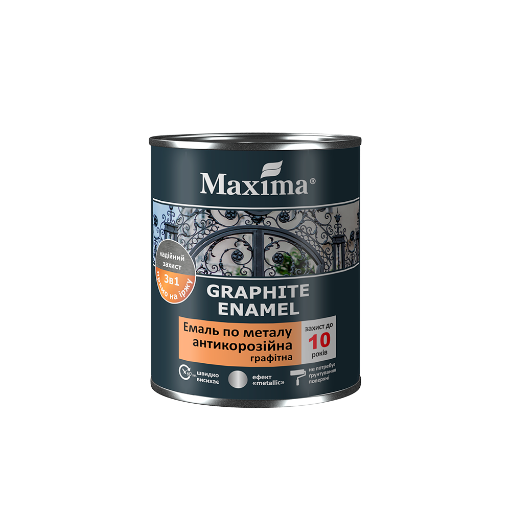 Емаль Maxima ТМ графітна 3 в1 срібляста 0,75 л