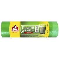 ► Пакети для сміття з затяжками Помічниця 60 л, 15 шт • Краща ціна в Борисполі, Воронькові • Купити в магазині ПРО100БУД